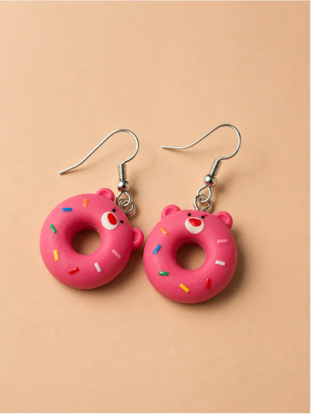 Women's Unbranded Pink Bear Donut Earrings One Size